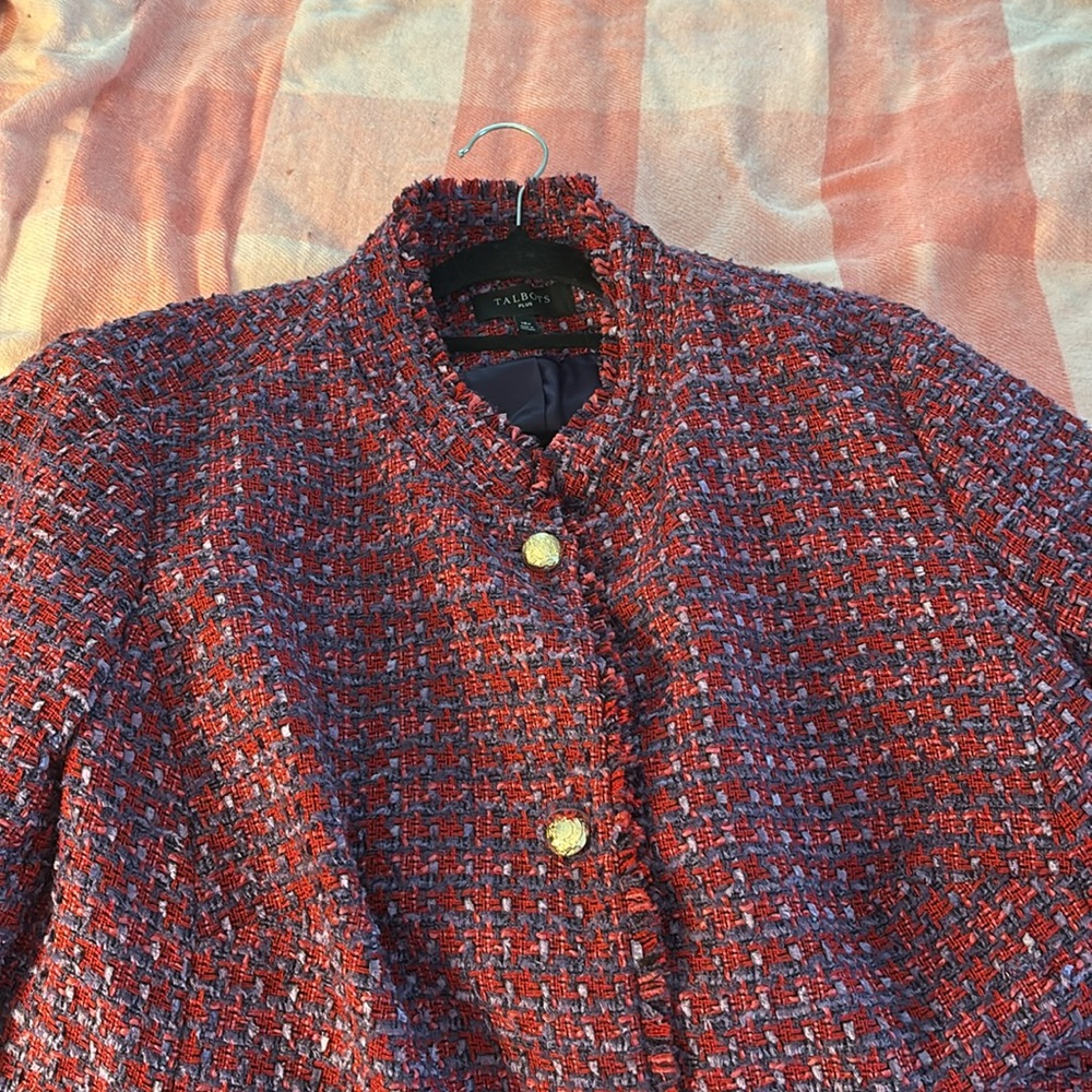Talbots Red and Purple Tweed Blazer - Picture 2 of 8